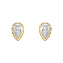 Load image into Gallery viewer, Pear Diamond Bezel Studs (Natural)
