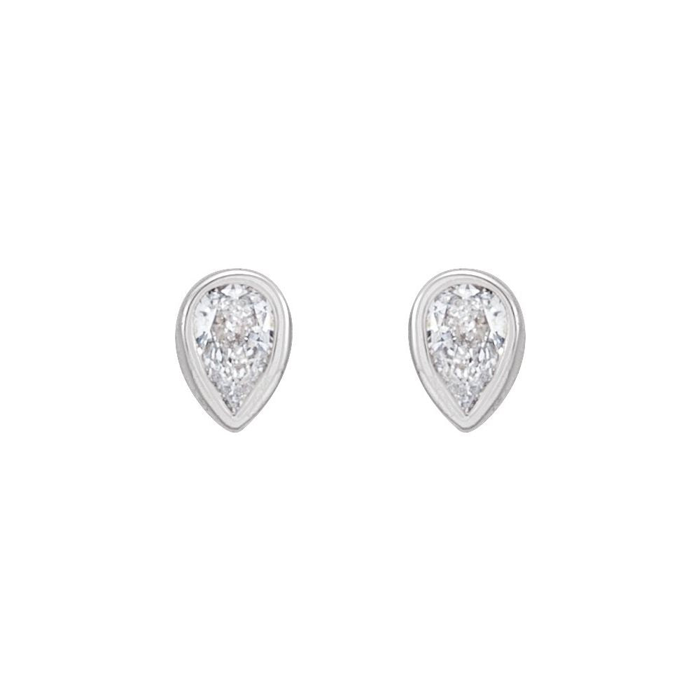 Pear Diamond Bezel Studs (Natural)