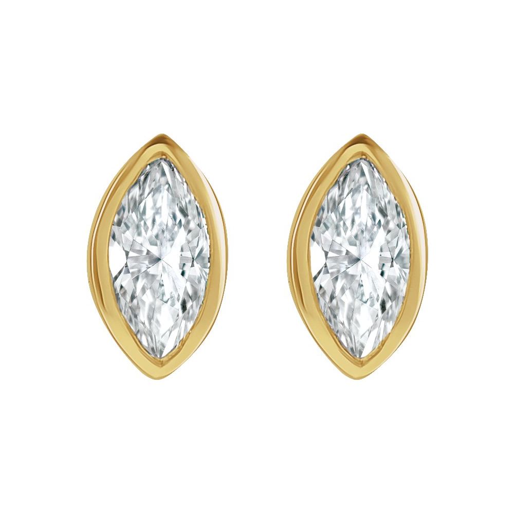 Marquise Diamond Bezel Studs (Natural)