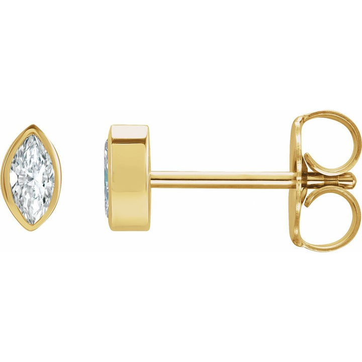 Marquise Diamond Bezel Studs (Natural)