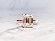 Load image into Gallery viewer, Emerald Cut Solitaire with Hidden Diamond Halo
