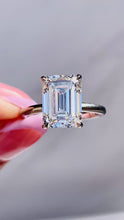 Load and play video in Gallery viewer, Emerald Cut Solitaire with Hidden Diamond Halo
