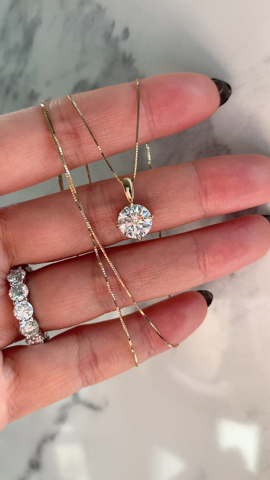 Classic Diamond Drop Pendant Necklace