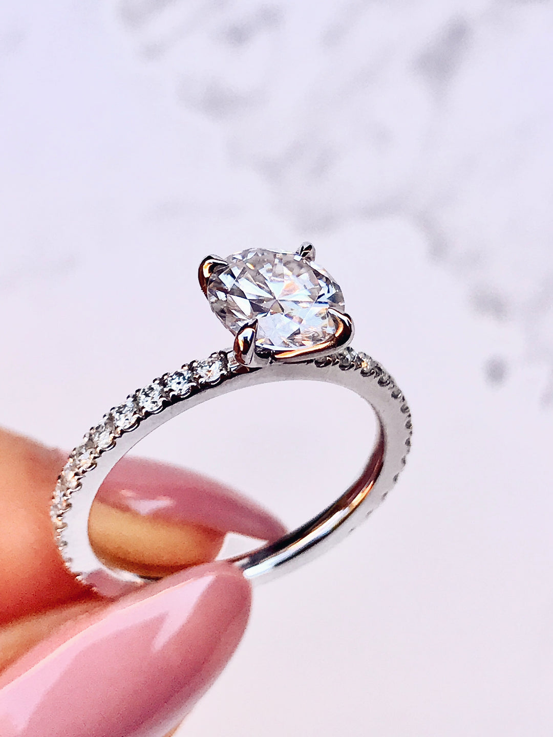 Samantha- Classic 4 Prong Diamond Pave Solitaire