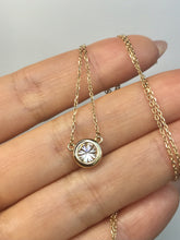 Load image into Gallery viewer, Diamond Bezel Pendant 14k Solid Gold (0.60 ct), 7.8mm wide, 18&quot; chain
