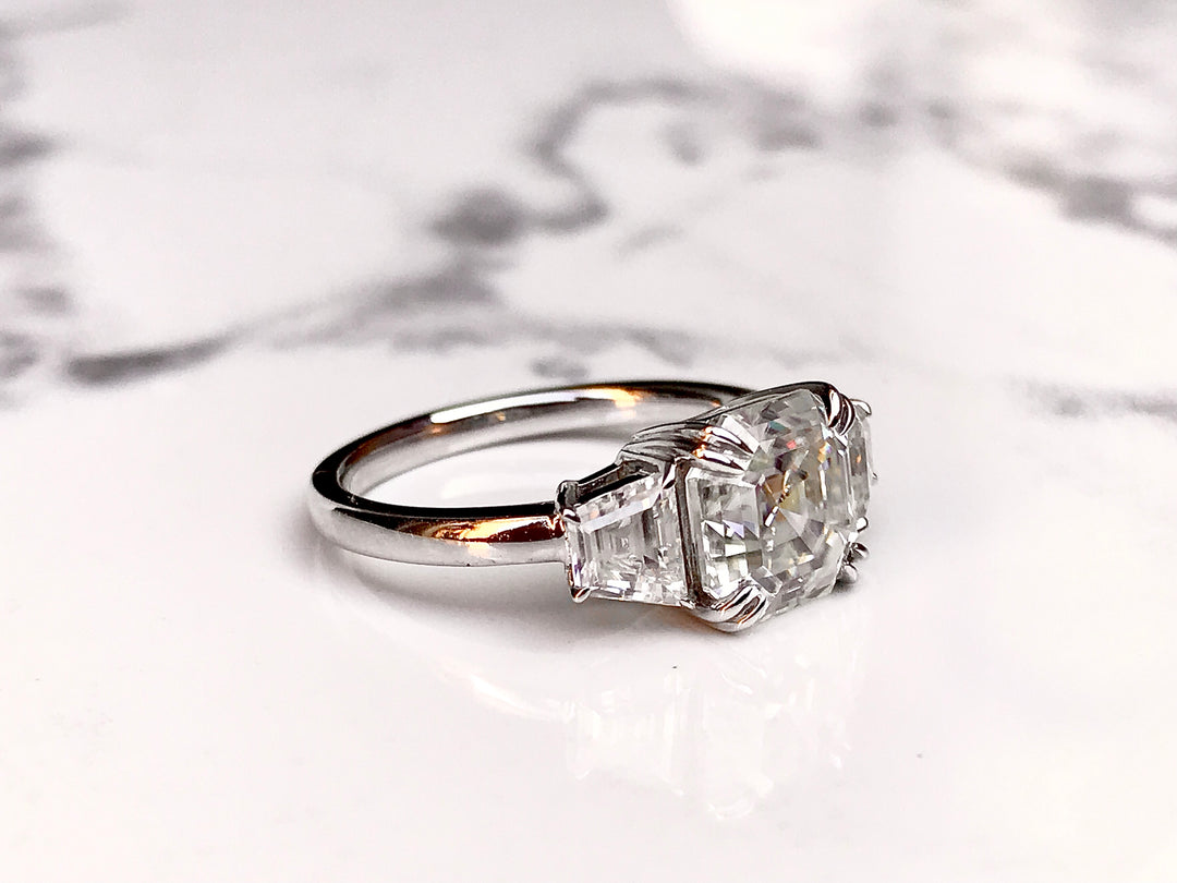 Elizabeth- Three Stone Asscher Cut Ring