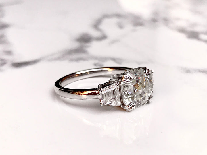 Elizabeth- Three Stone Asscher Cut Ring