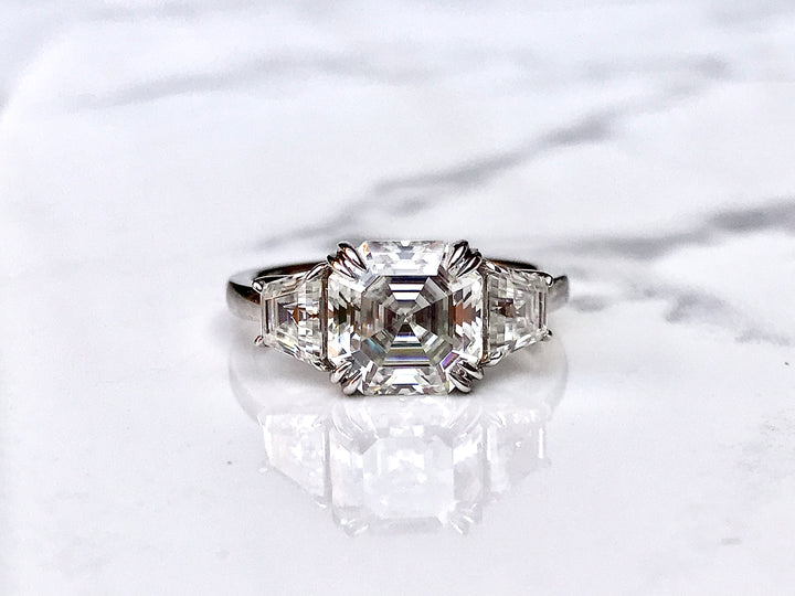 Elizabeth- Three Stone Asscher Cut Ring