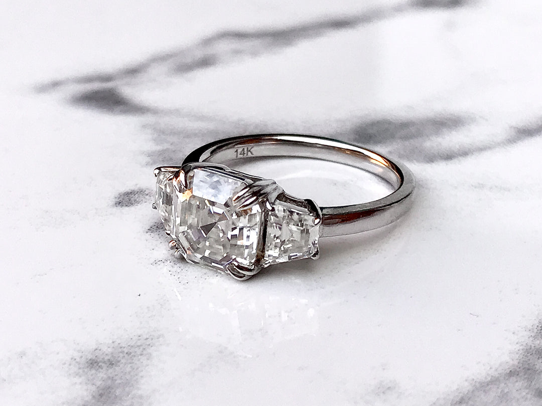 Elizabeth- Three Stone Asscher Cut Ring