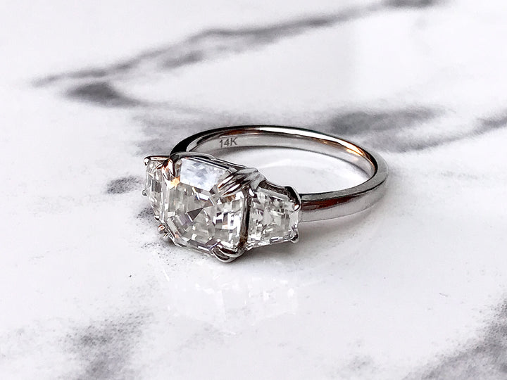 Elizabeth- Three Stone Asscher Cut Ring