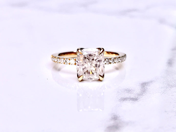 Rose Solitaire-  Petal Prong Cushion Cut