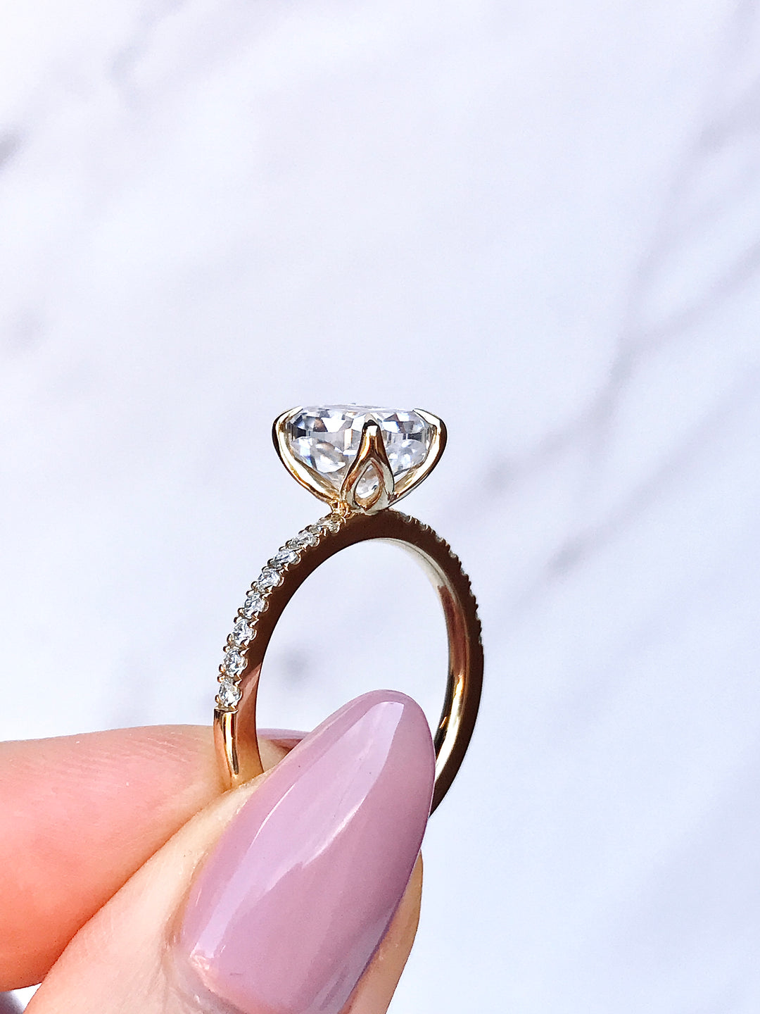 Rose Solitaire-  Petal Prong Cushion Cut