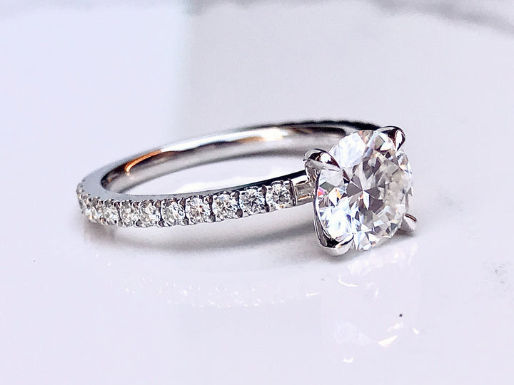 Samantha- Classic 4 Prong Diamond Pave Solitaire