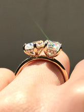 Load image into Gallery viewer, The Toi et Moi-  Pear &amp; Emerald Cut Ring with Hidden Halo 14k Yellow Gold
