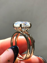 Load image into Gallery viewer, The Blake- Double Band Oval Solitaire with Hidden Pave Halo
