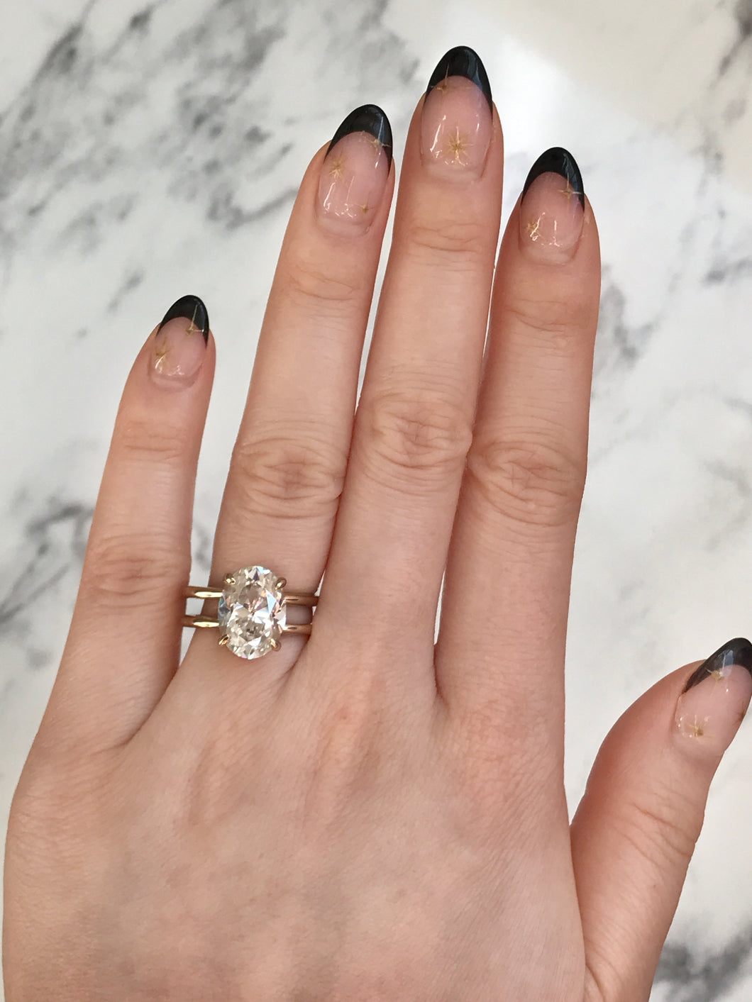 The Blake- Double Band Oval Solitaire with Hidden Pave Halo